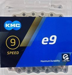 Łańcuch KMC e9 srebrny do ebike 122 ogniw + spinka