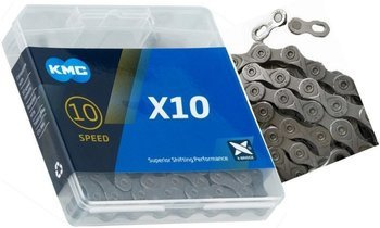 Łańcuch KMC X10 grey - szary 10rz 114 BOX ze spinką