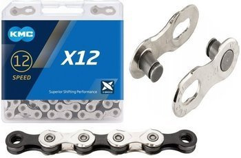 Łańcuch KMC X12 srebrno-czarny 12rz 126ogniw + spinka