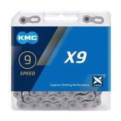 ŁAŃCUCH KMC X9 grey/szary 9 RZĘDOWY 114 OGNIW BOX